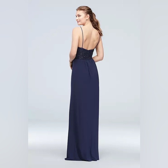 Merlot Sequin Bodice Stretch David’s Bridal Bridesmaid Dress - Picture 4 of 6